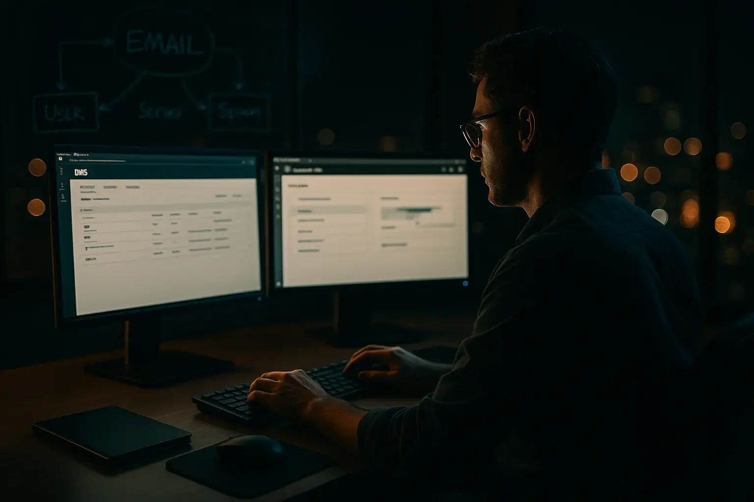 An illustration showing a before-and-after diagram: on the left, domain registrar and GoDaddy-linked Microsoft 365; on the right, a direct Microsoft tenant with an independent DNS provider and clean mail flow arrows.